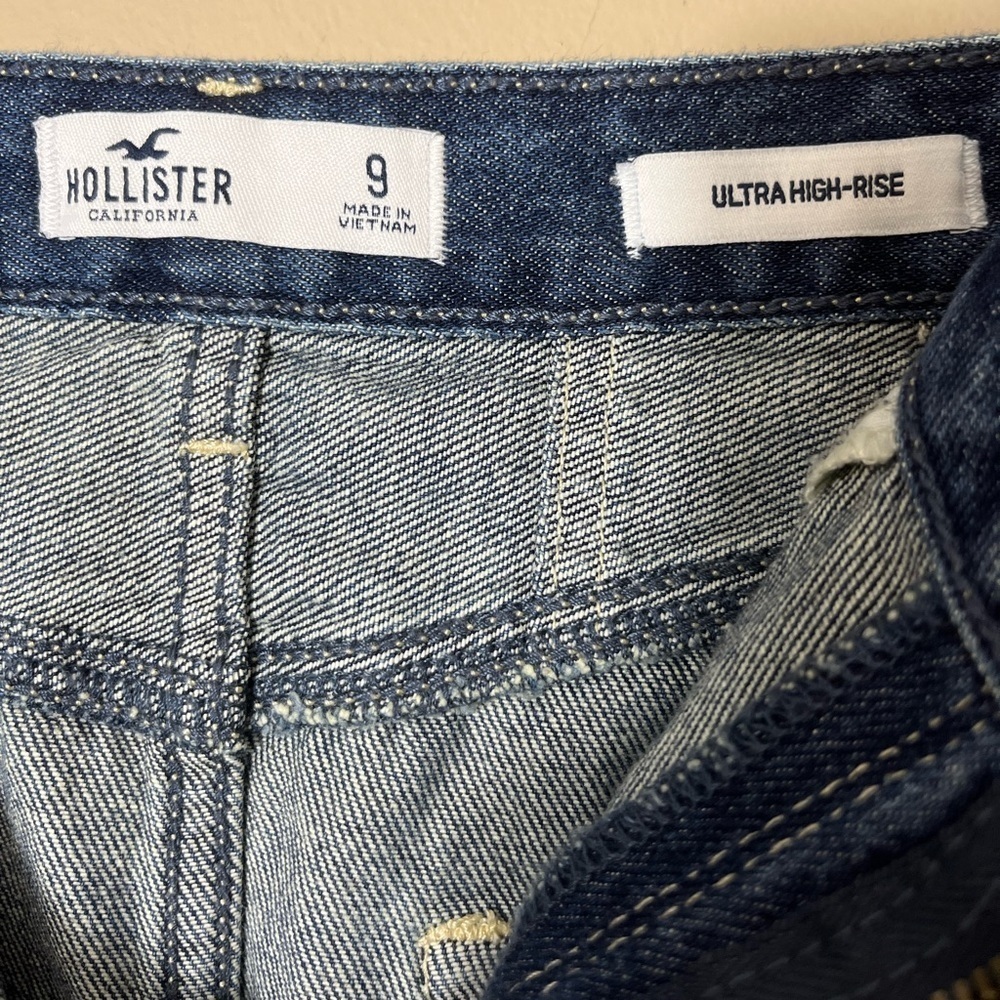 Hollister Ultra High Rise Distressed Denim Mini Skirt 9‎ Western Festival Y2K - Picture 3 of 6